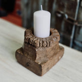 Indian Wooden Hand Carved Candle Holder Stand 145